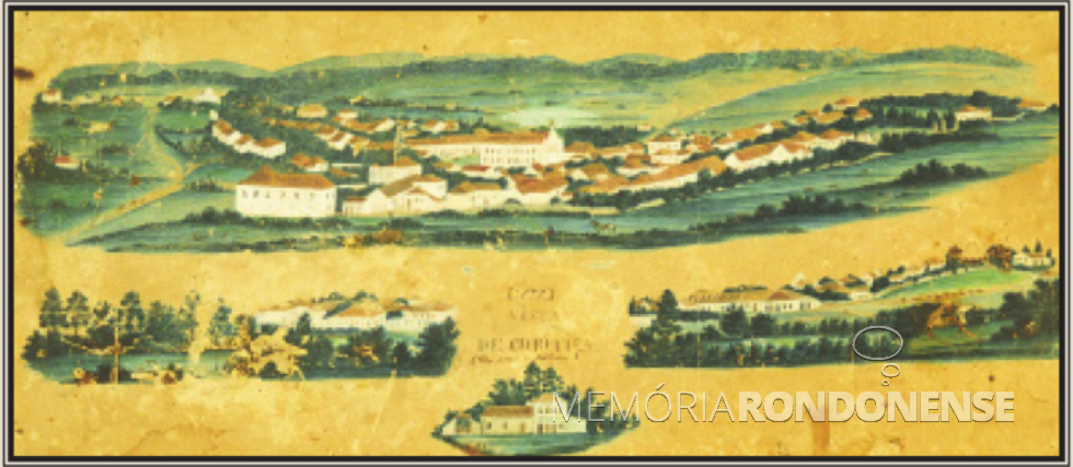 || Curitiba (Corytiba) em 1855, com a Igreja Matriz, ao centro (ilustração de J.H. Elliot, publicada no livro do historiador baiano Pedro Calmon).
Imagem: Acervo curitiba-parana.net/urbanismo/ - FOTO 3 -