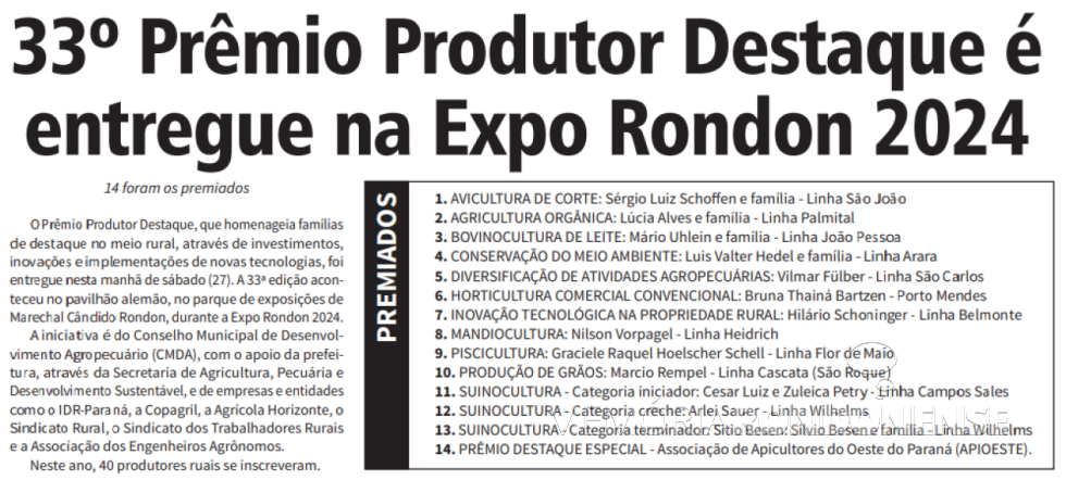 || Recorte do jornal rondonense