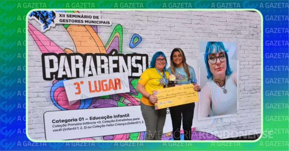 || Professora Maysa Aimé Grams Bach (e) recebendo o Prêmio Opet, em setembro de 2024.
Imagem: Acervo Gazeta de Toledo - FOTO 22 -