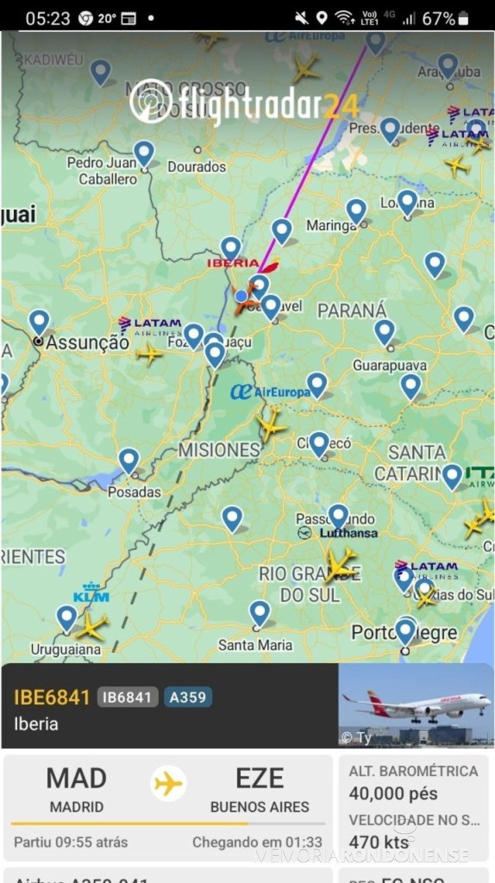 || Identificação da rota do avião da Iberia em vôo para o seu destino final na cidade de Buenos Aires, em 04 de setembro de 2024.
Imagem: Acervo Flightradar - FOTO 35 -