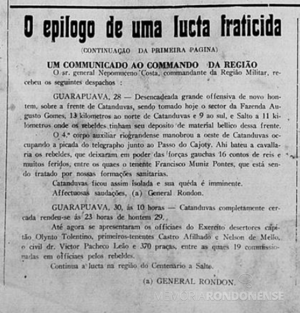 Destaque (parte final) do jornal curitibano