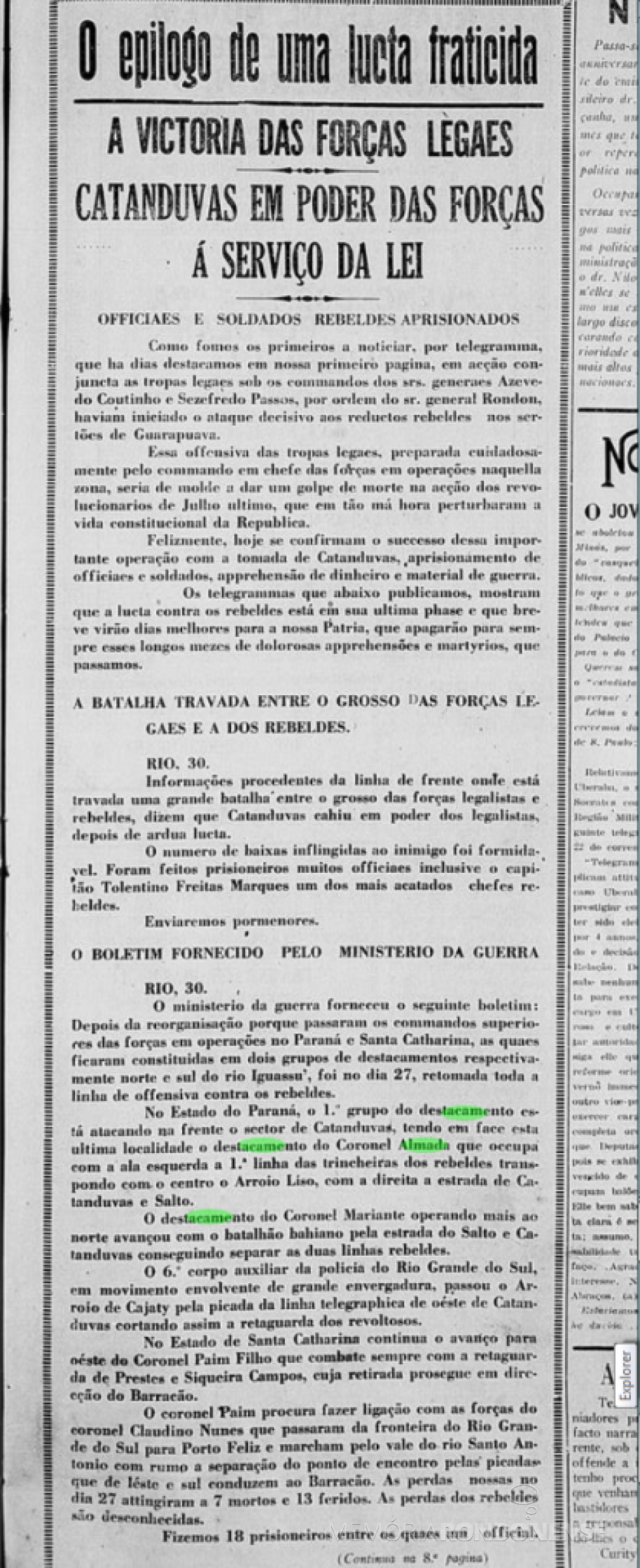 Destaque (1ª parte) do jornal curitibano