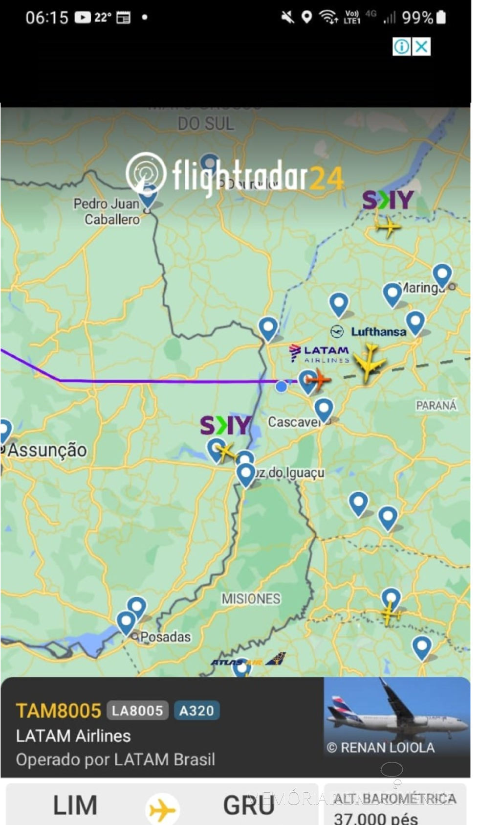 || Identificação da rota do avião da