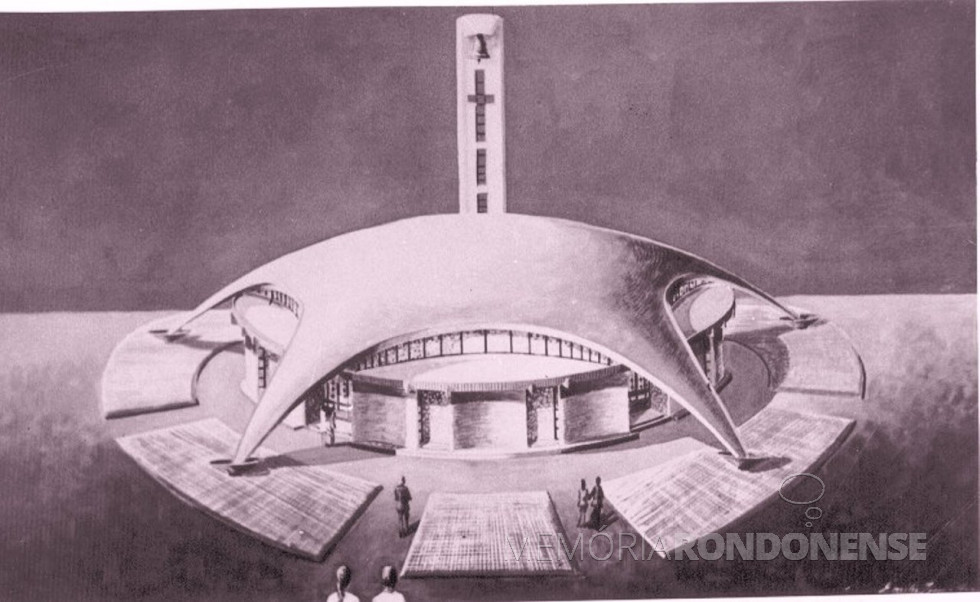 || Projeto arquitetônico da Igreja Matriz São Cristóvão, de Cascavel, templo inaugurado em agosto de 1976.
Imagem: Acervo Cascavel Histórica - FOTO 2 -