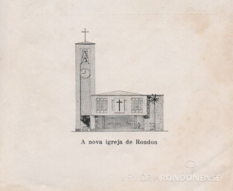 || Perspectiva da Igreja Evangélica Martin Luther, de Marechal Cândido Rondon, apresentada no começo da década de 1960.
Imagem do livro