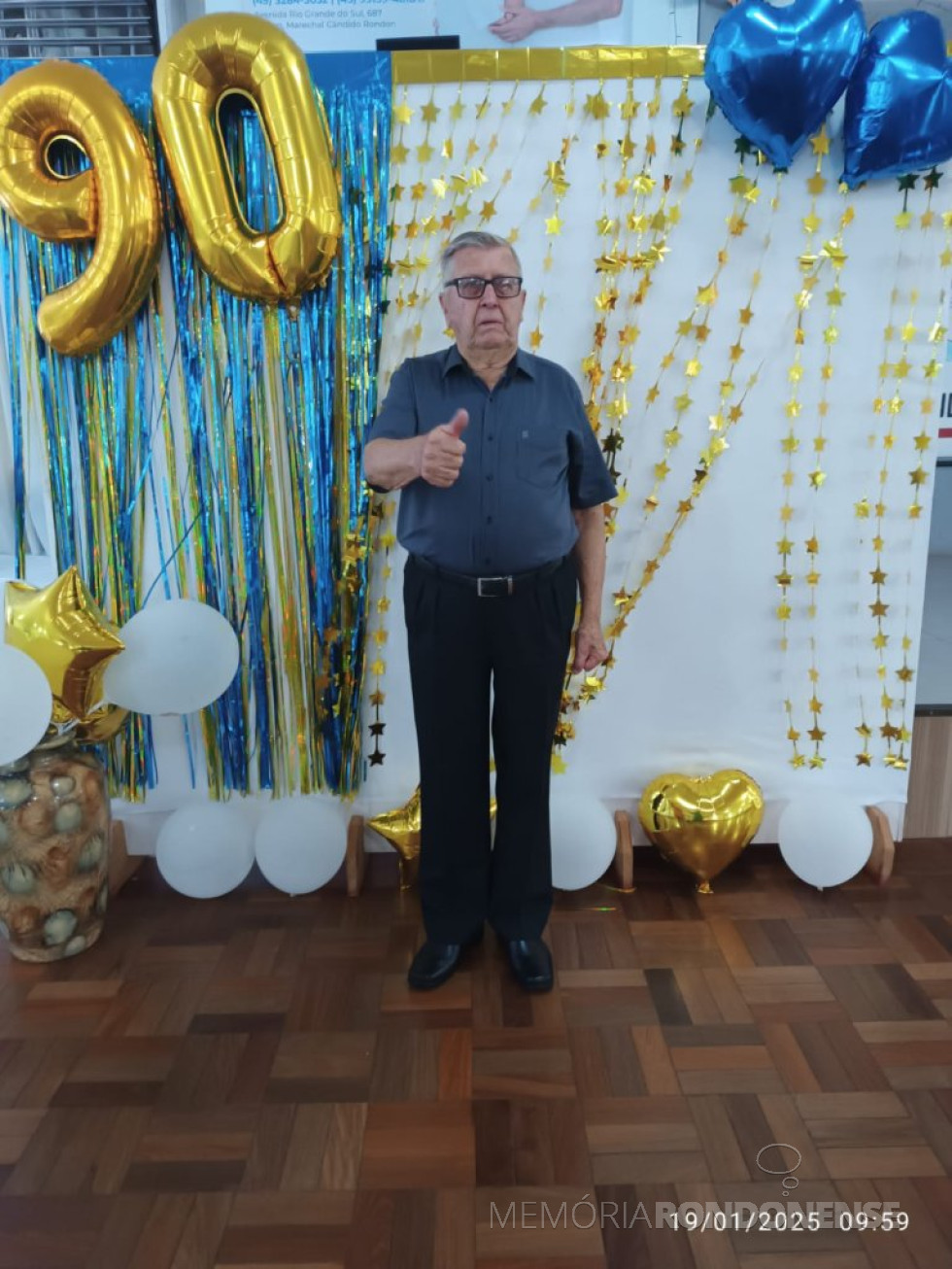 || Pioneiro rondonense Raul Schöne ao completar 90 anos, em janeiro de 2025.
Imagem: Acervo Neusa Schöne - FOTO 34 -