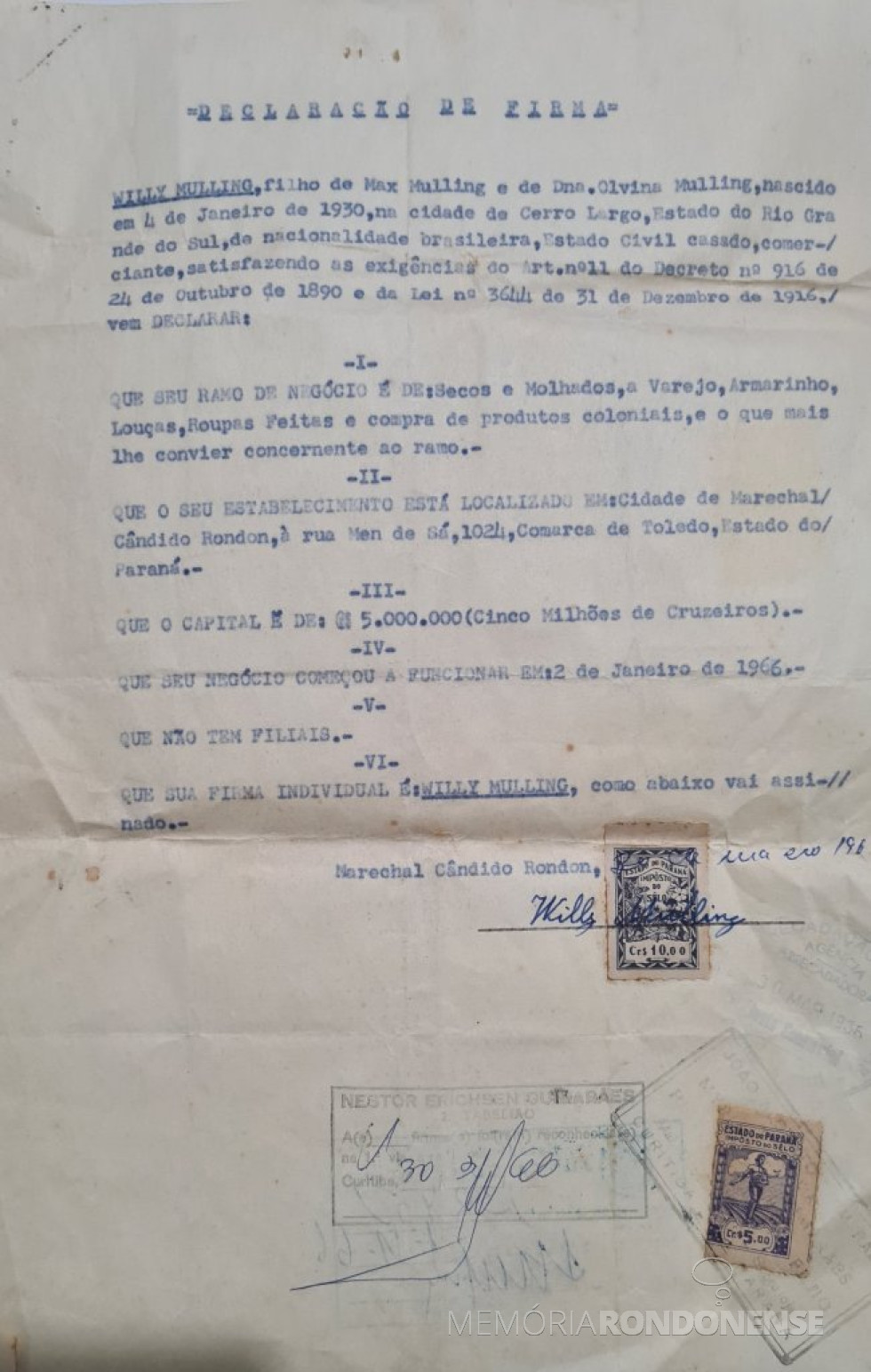 || Documento constitutivo do