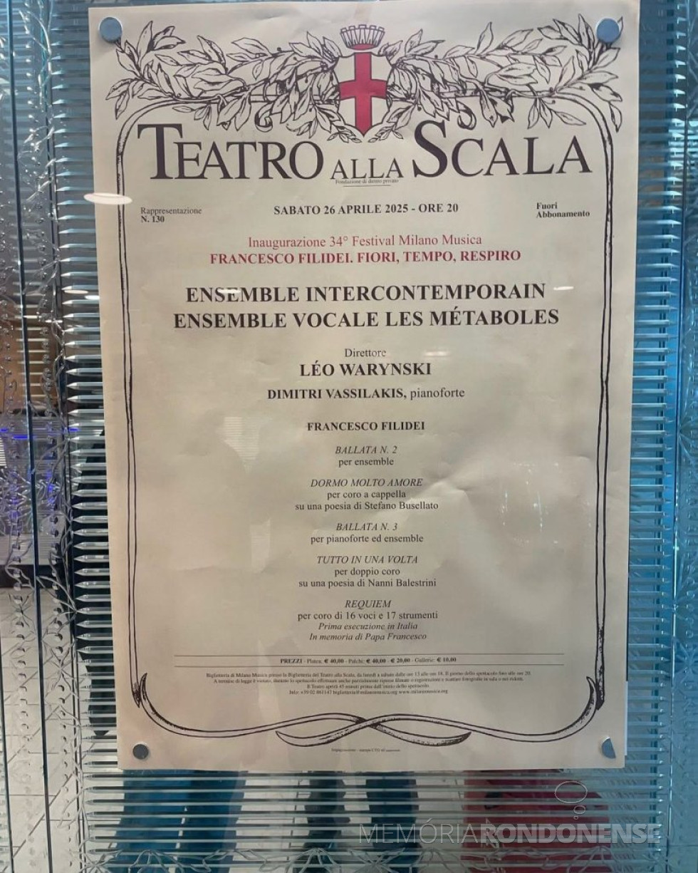 || Cartaz convite para a apresentação da operata