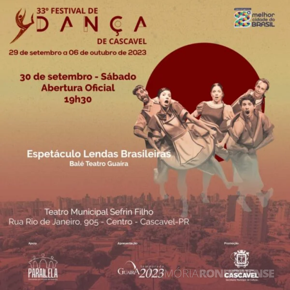 || Cartaz do 33º Festival de Dança de Cascavel.
Imagem: Acervo do Município de Cascavel - FOTO 26 -
