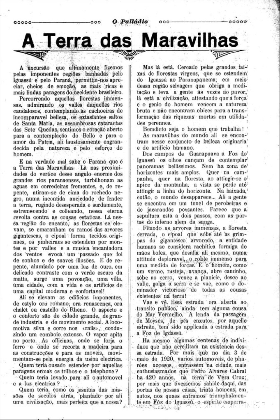 || 1ª parte do texto do jornalista paranaense Generoso Borges, em