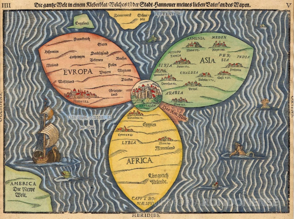 || Mapa Mundi de Heinrich Bünting, de 1581.
Imagem: Acervo Domínio Público - FOTO 21 -