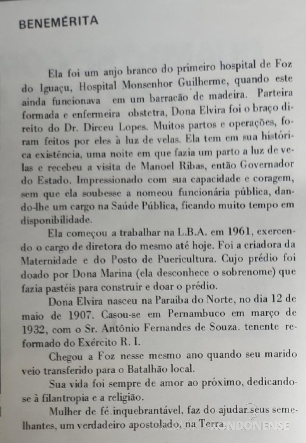 ||Nota biográfica ref. Elvira Leôncio de Souza.
Imagem: Acervo de Silvio Carlos Cury (Foz do Iguaçu) - FOTO 4 -