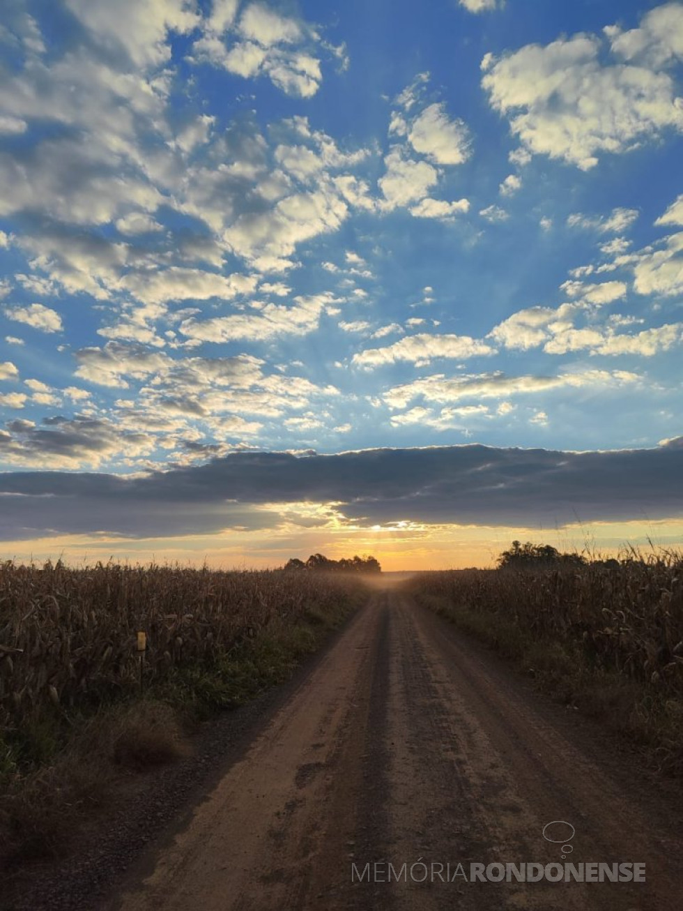 || Entardecer em Marechal Cândido Rondon em 09 de julho de 2025, clicado desde a localidade de Esquina Guaíra, pela rondonense Maiara Notter Lindener - FOTO 29 -