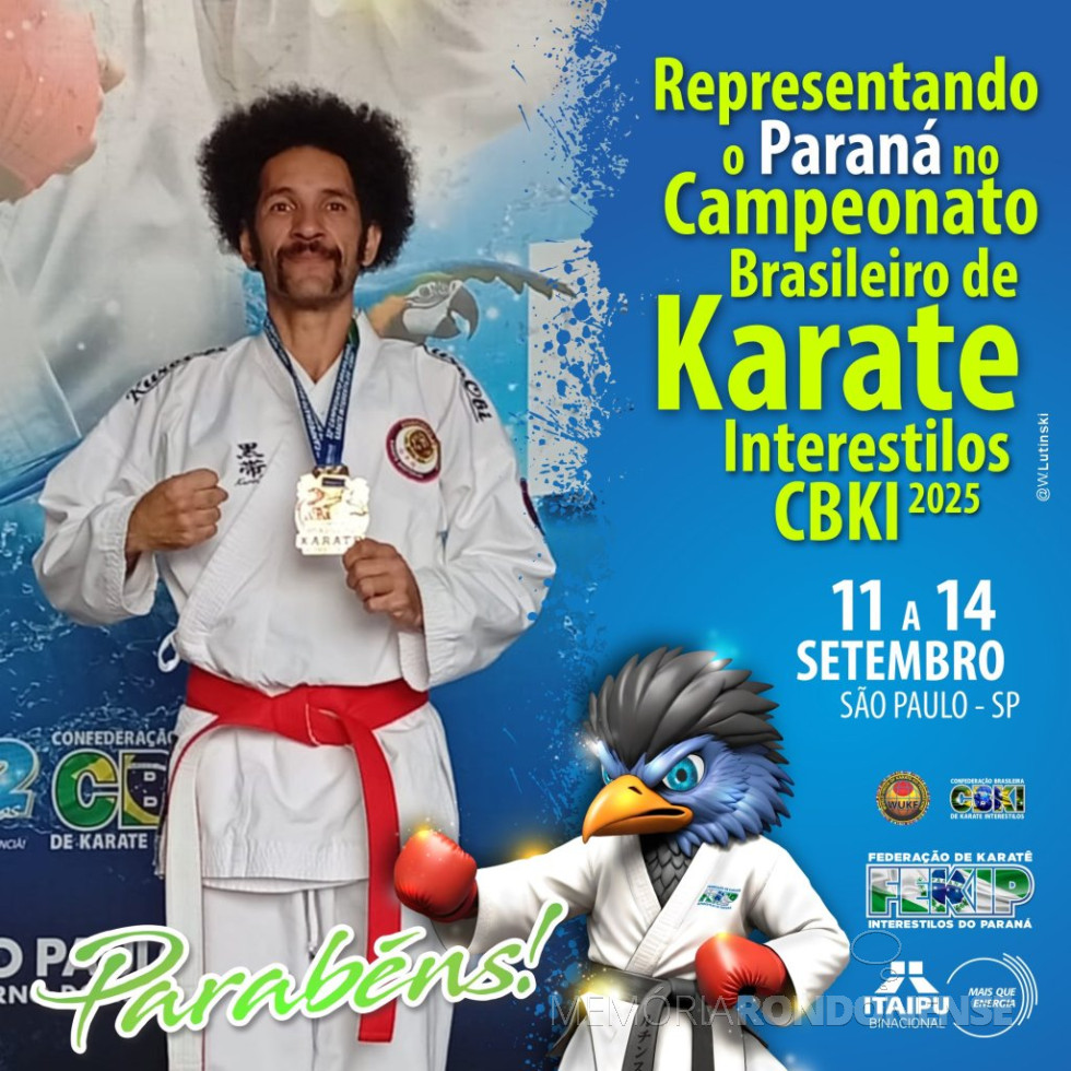 || Rondonense Eduardo Franzmann da Silva, campeão Brasileiro no Kumite Individual Master – Faixas Branca a Amarela no 32º Campeonato Brasileiro de Karatê Interestilos, em setembro de 2025.
Imagem: Acervo FEKIP / Facebook - FOTO 26 -