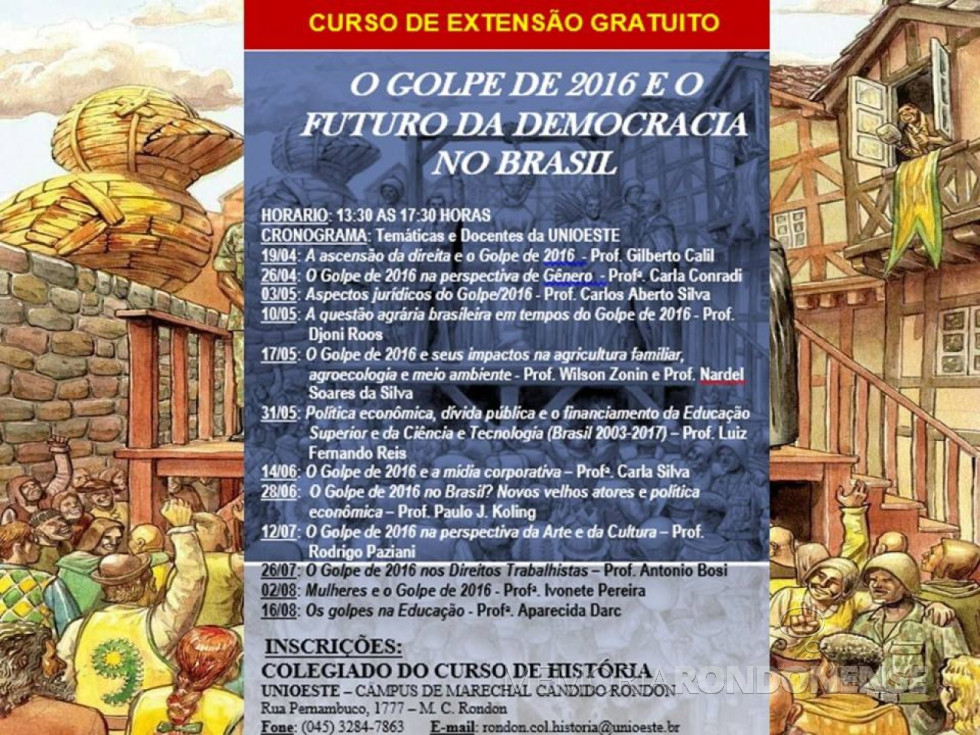 || Cartaz do curso de extensão universitária do campus Unioeste - Marechal Cândido Rondon, intitulado