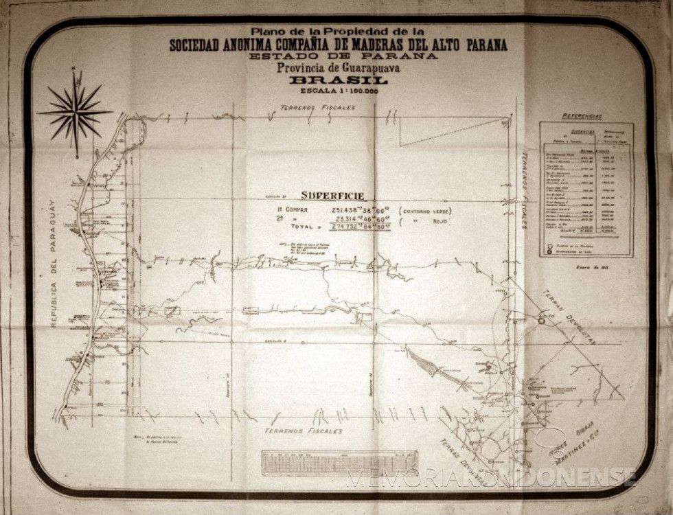 || Mapa da Fazenda Britânia elaborado pelo Governo do Paraná, em junho de 1906. 
Imagem: Acervo Adair Krolow - Curitiba - FOTO 1 -