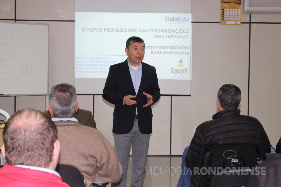|| Palestrante Cláudio Shimoyama durante palestra na Copagril, em junho de 2018. 
Imagem: Acervo Imprensa Copagril - Crédito: Carina Walker Ribeiro - FOTO 31 -