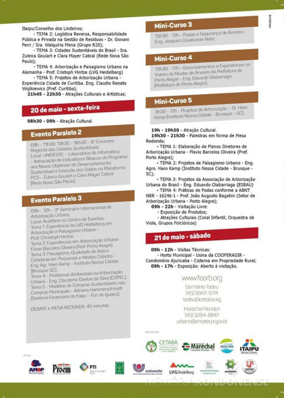|| Estampa da agenda programática de eventos do III FEARB - 2ª parte e final.
Imagem: Acervo Memória Rondonense - FOTO 6 -