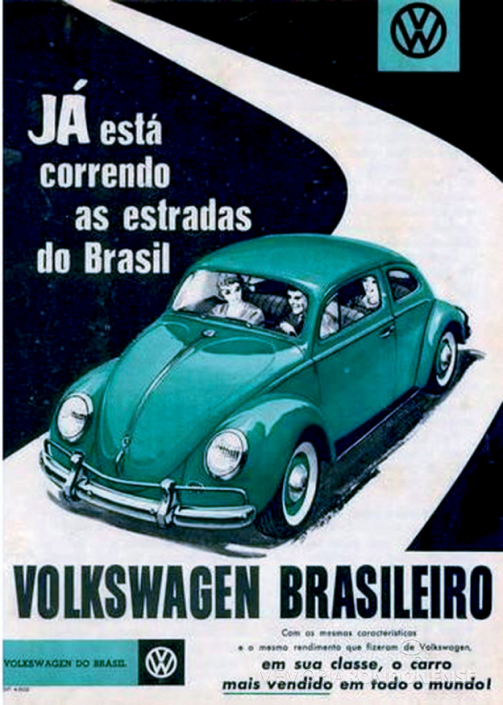 || Uma das primeiras propagandas visuais do Fusca. 
Imagem: Acervo Imprensa Volkswagen - FOTO 2 - 