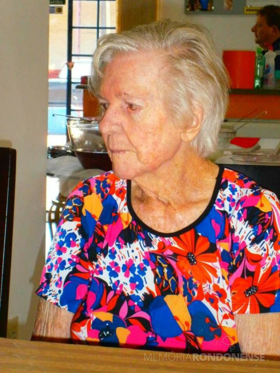 || Pioneira rondonense Ella (nascida Thille) Dickel, falecida em setembro de 2017.
Imagem: Acervo Jocelene Debona -
