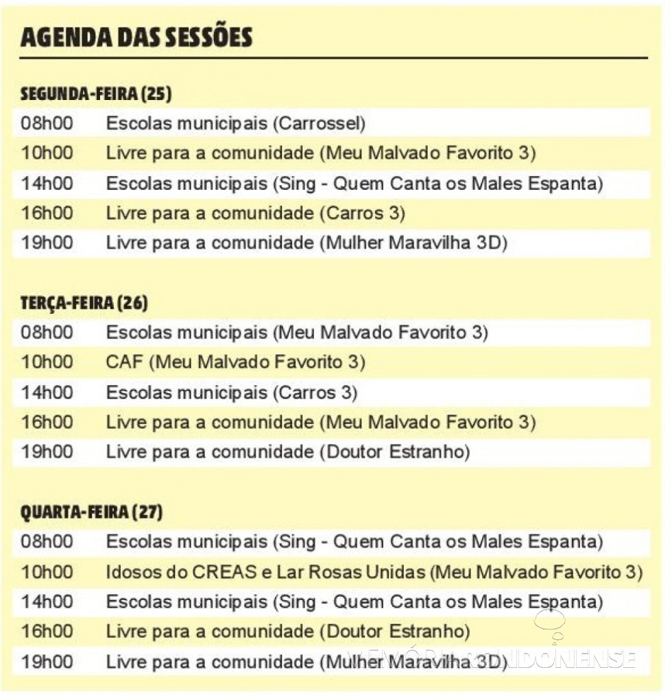 || Agenda de sessões do projeto
