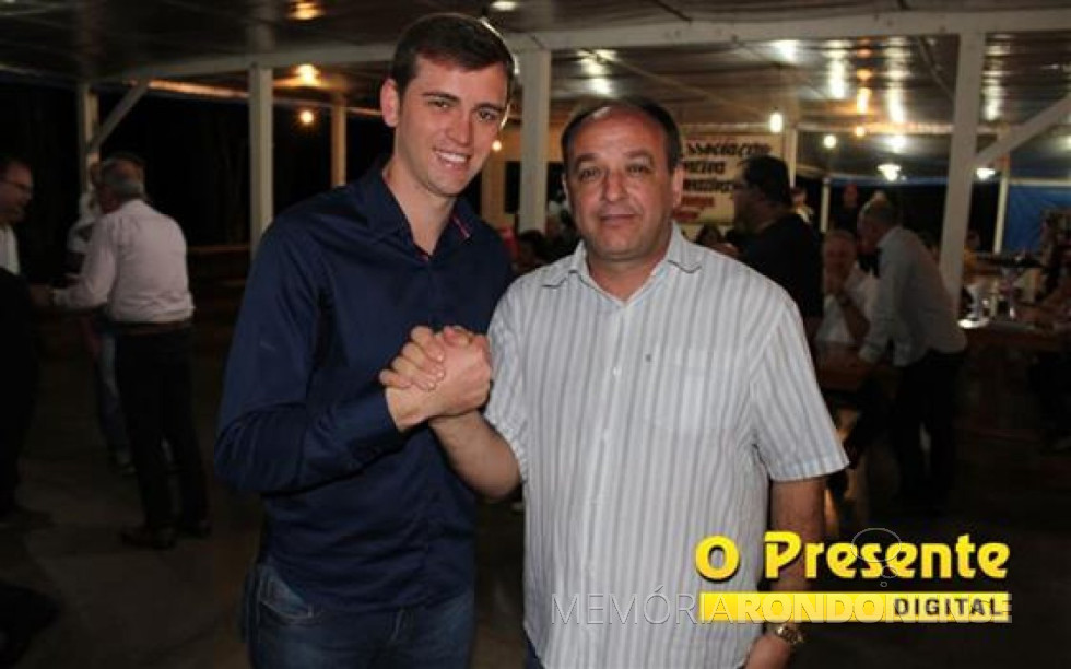 || Vereadores Tiago Hansel (Democratas) e João Laufer (PMDB), da esquerda à direita, candidatos a vice-prefeito e prefeito de Quatro Pontes, nas eleições de outubro de 2016.
Imagem: Acervo OPresente Digital - FOTO 11 -