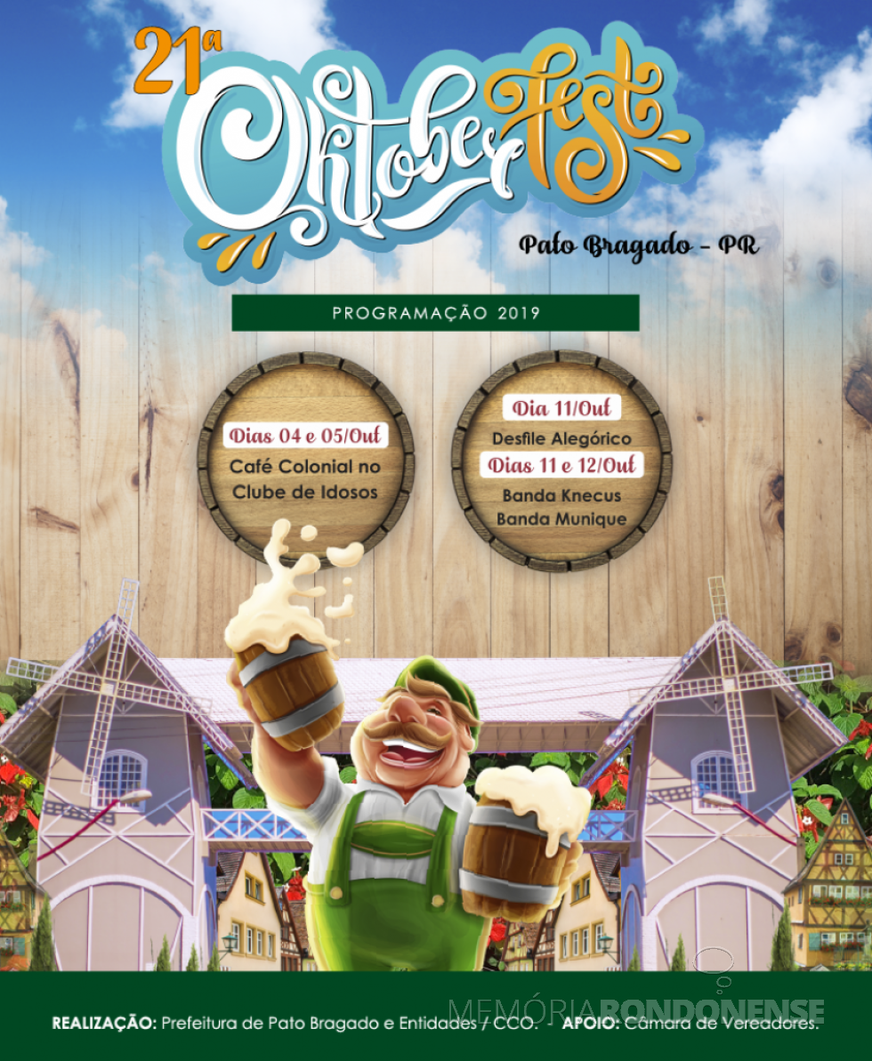 || Cartaz da 21ª Oktoberfest de Pato Bragado.
Imagem: Acervo Memória Rondonense - FOTO 22 - 
