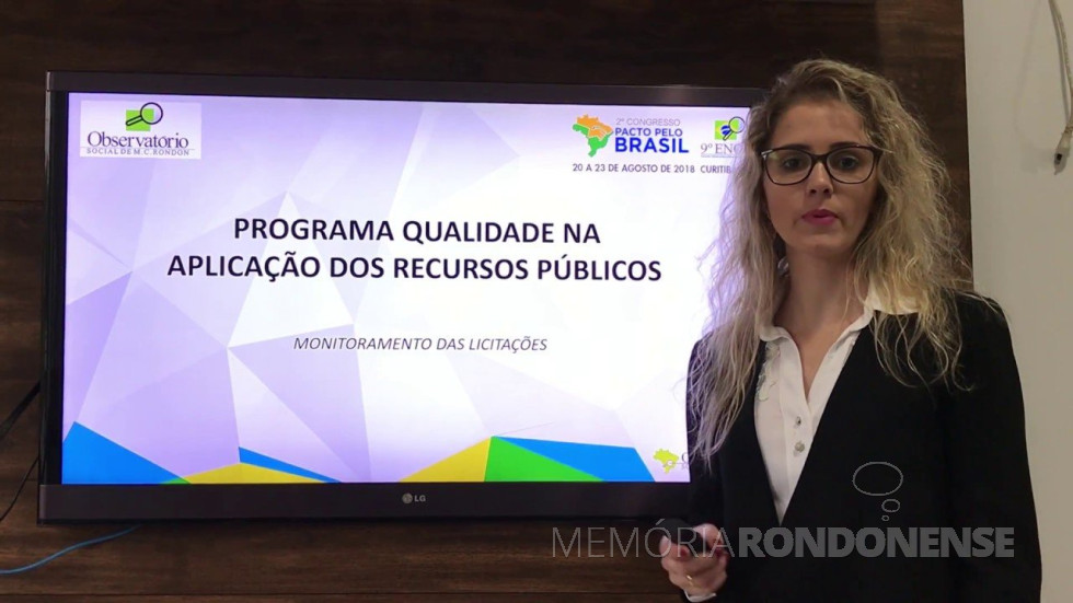 || Cristina Luiza Lizzoni que deixou a coordenadoria do Observatório Social de Marechal Cândido Rondon, em final de março de 2019.
Imagem: Acervo Facebook - FOTO 17 -