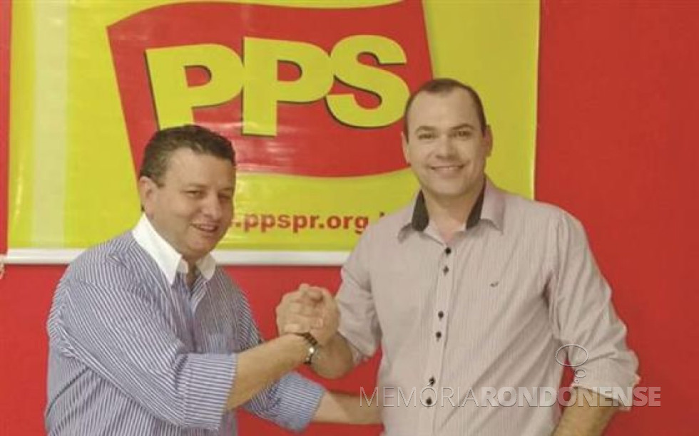 || Sindicalista Wilson Moraes (PPS) e o bombeiro Jairo Kaiser (PSL) indicados para as candidaturas a prefeito e vice-prefeito, respectivamente, de Marechal Cândido Rondon, para as eleições de outubro de 2016, em julho de 2016.
Imagem: Acervo O Presente - FOTO 20 -