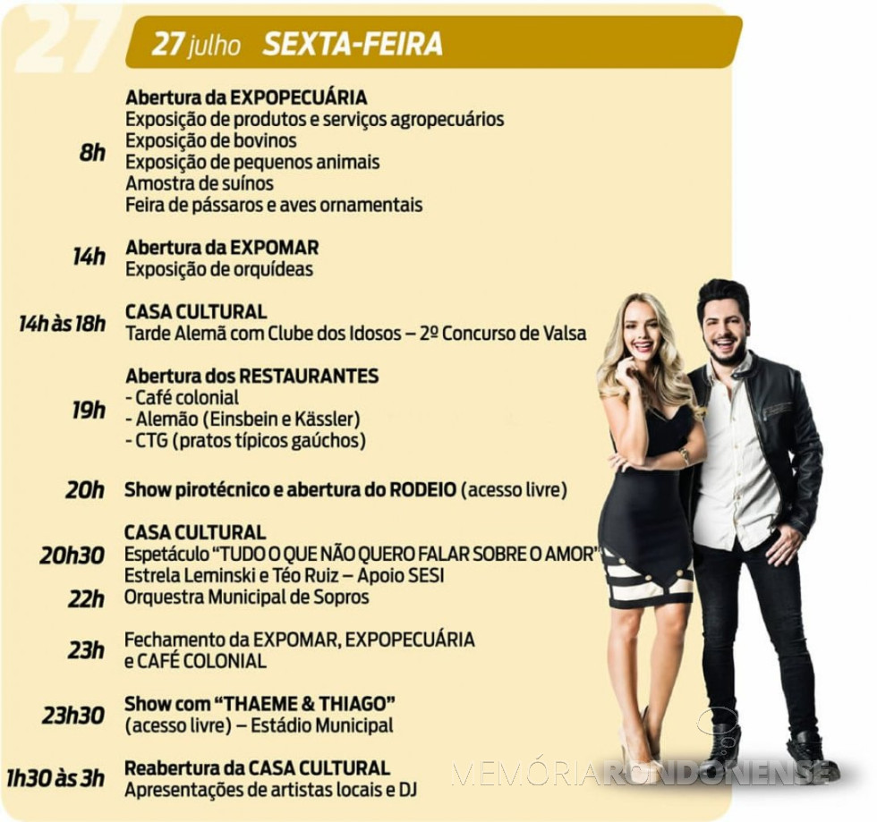 || Agenda de eventos do 2º dia da Expo Rondon 2018. 
Imagem: Acervo Proem - PM - MCR - FOTO 19 -