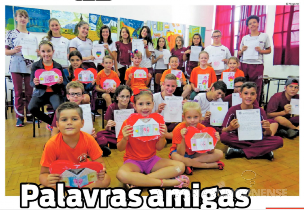 || Alunos participantes do projeto de produção de cartas para as crianças e famílias de Brumadinho, em fevereiro de  2019.
Imagem: Acervo O Presente - FOTO 6 -