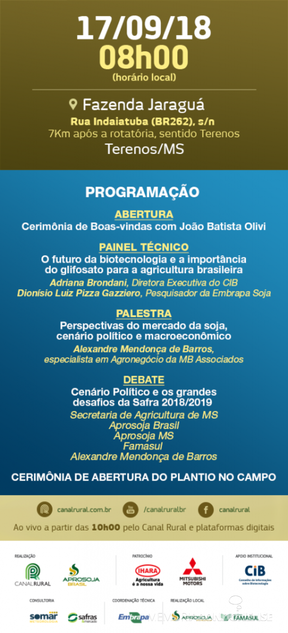 || Cartaz convite para  Plantio Nacional da Soja safra 2018/2019.
Imagem: Acervo Memória Rondonense - FOTO 10 - 