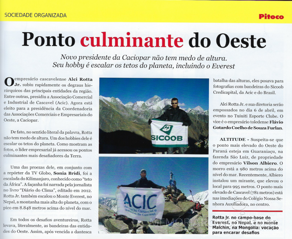 || Destaque da revista Pitoco, editada em Cascavel, revelando o perfil do empresário  Alci Rotta Junior, presidente da Caciopar biênio 2018/2019. - foto 15 -
