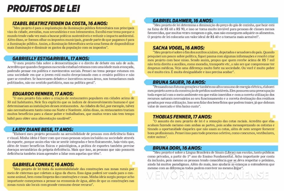 || Alunos e seus projetos de lei para o Parlamento Jovem Brasileiro 2018.
Imagem: Acervo O Presente - FOTO 8 -