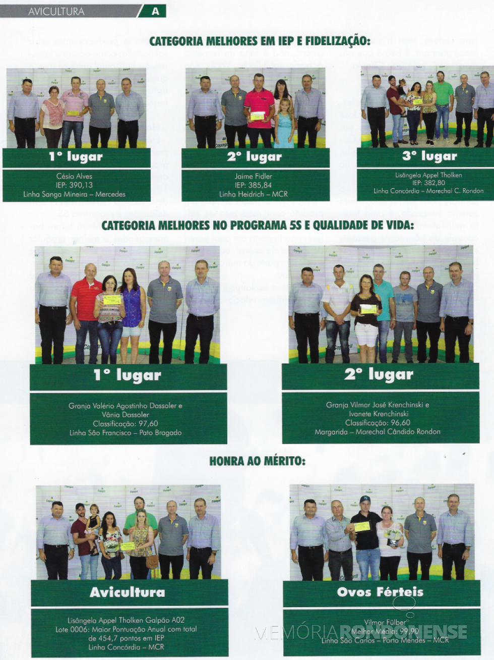 || Premiação dos associados da Copagril com destaque na avicultura. 
Imagem: Revista Copagril nº 100 - FOTO 11 - 