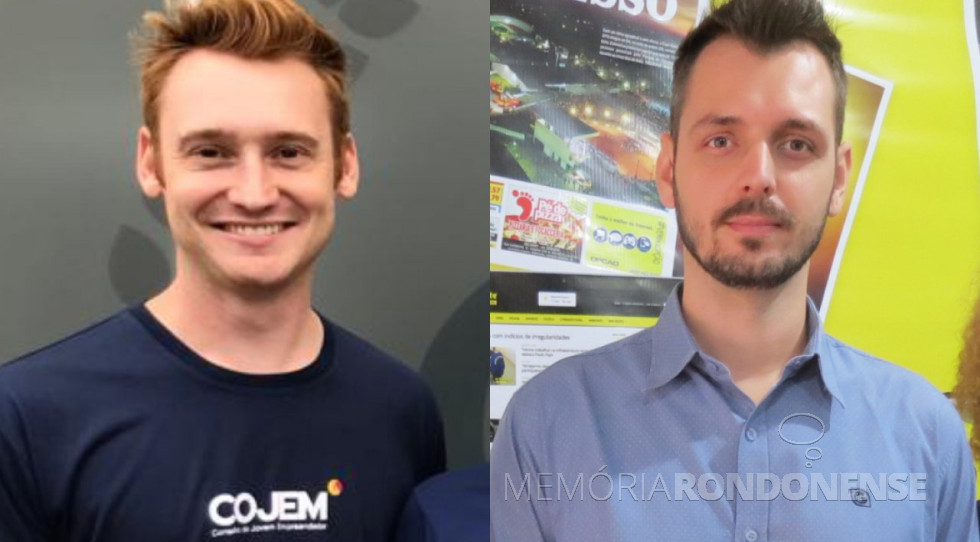 || Douglas Schütze (e), presidente do Cojem de Marechal Cândido Rondon gestão 2019/2020 com seu predecessor Mairus Gruber. 
Imagem: Acervo O Presente - FOTO 12 -