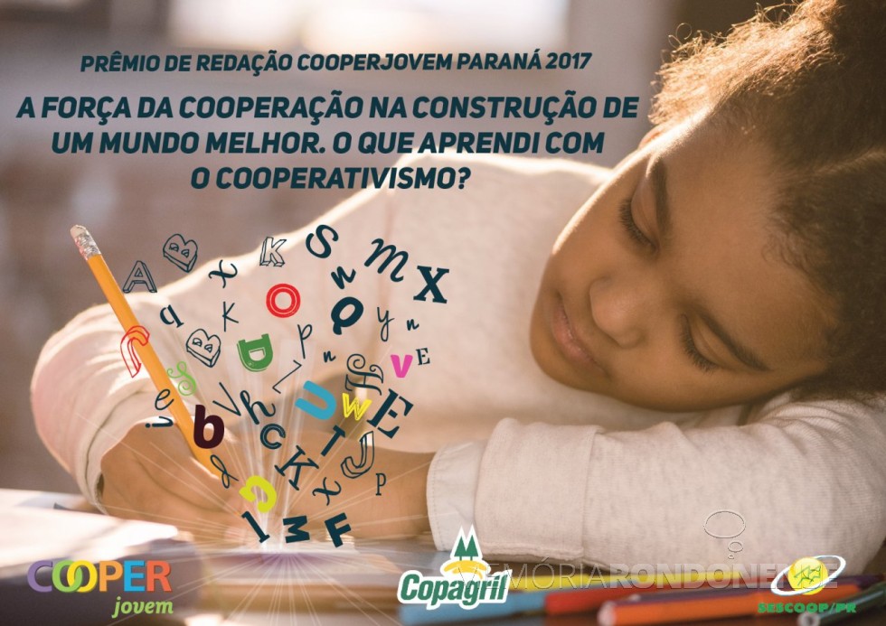 || Banner institucional  do programa Cooperjovem 2017 com o tema : “A força da cooperação na construção de um mundo melhor. O que aprendi com o cooperativismo?