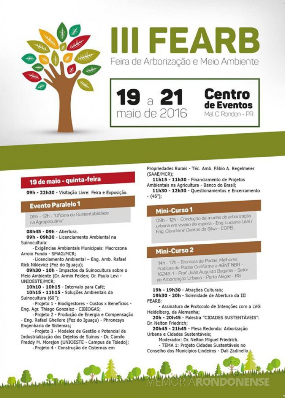 || Estampa da agenda programática de eventos do III FEARB - capa.
Imagem: Acervo Memória Rondonense - FOTO 5 -