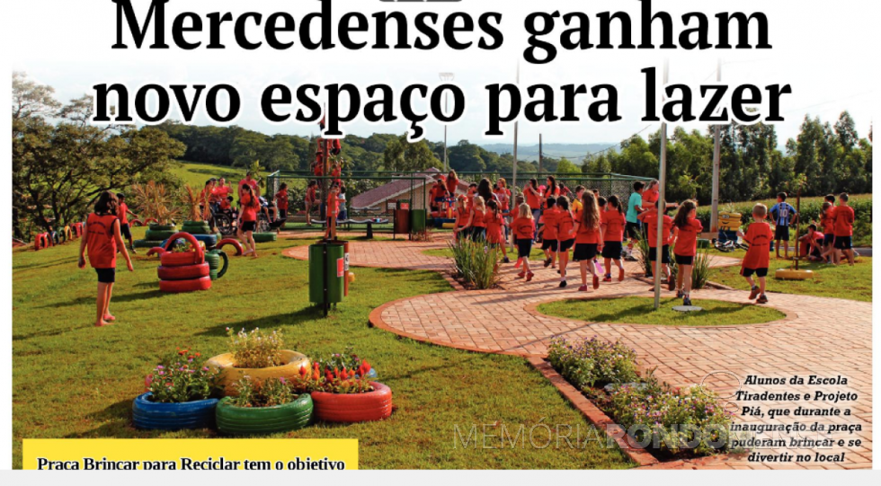|| Recorte do jornal O Presente apresentando a Praça