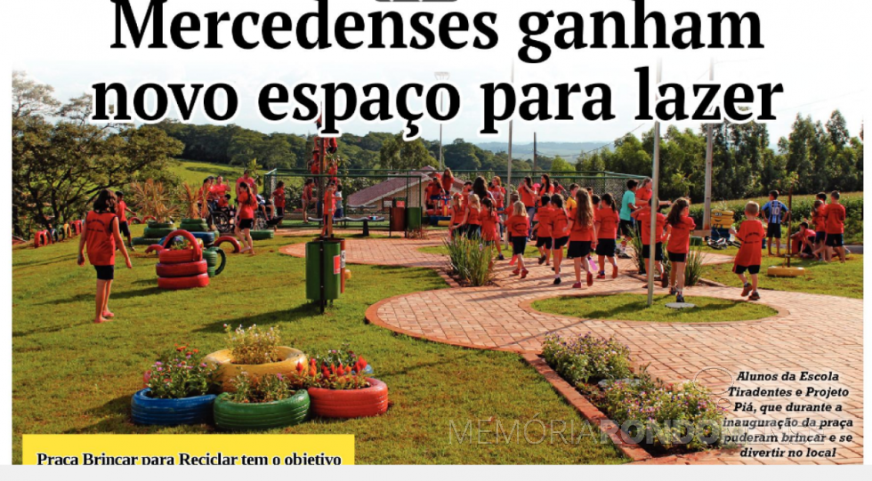 || Recorte do jornal O Presente apresentando a Praça 