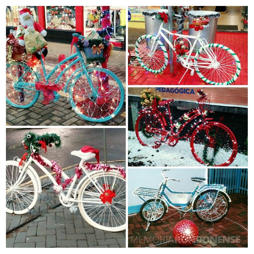 || Bicicletas como peças decorativas de Natal em Marechal Cândido Rondon, dezembro de 2018. 
Imagem: Acervo O Presente - Montagem: Tioni de Oliveira - FOTO 8 - 