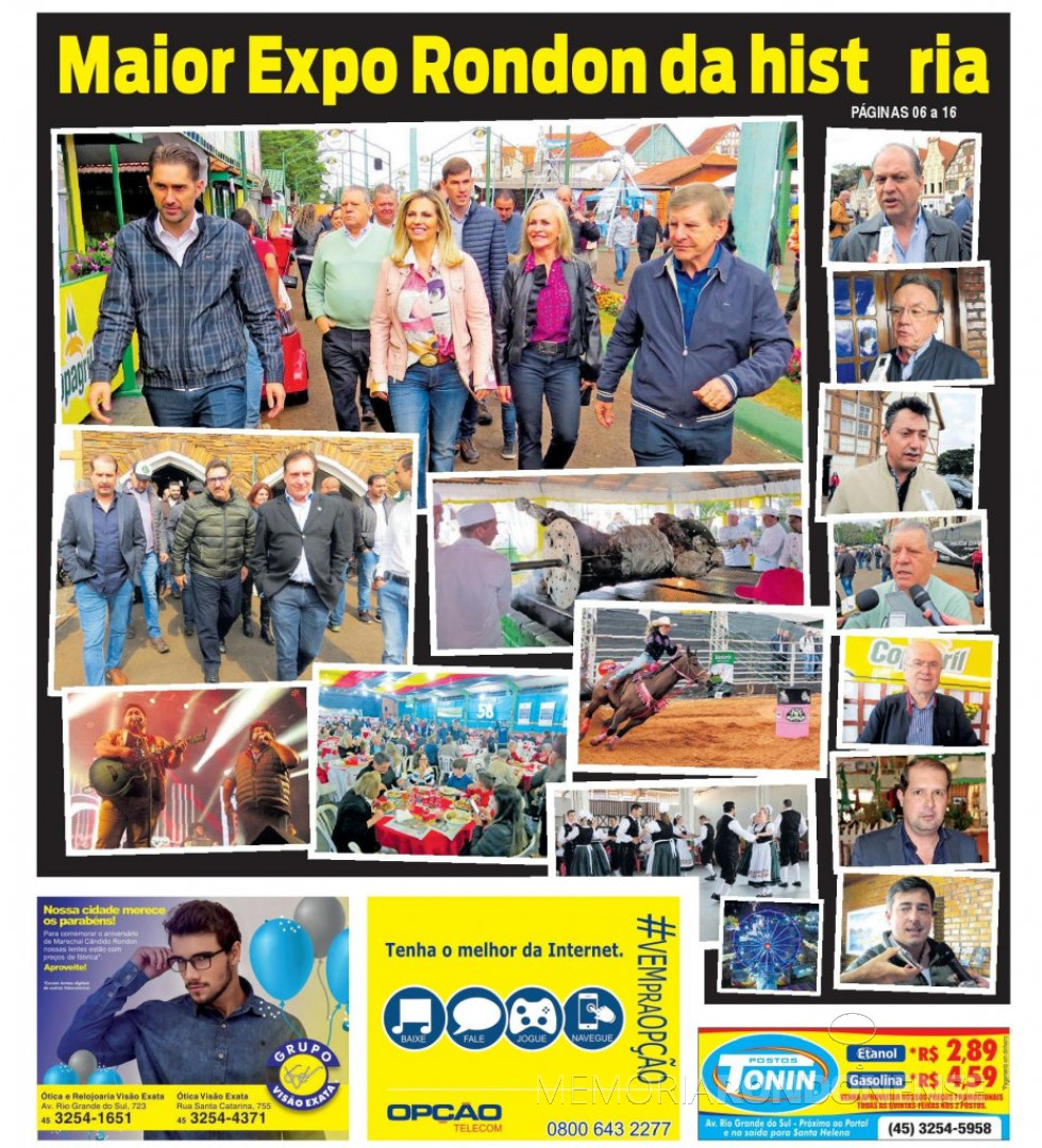 || Capa da edição do jornal O Presente, edição de 31 de julho de 2018, com detalhes de visitantes e aspectos da Festa Nacional do Boi no Rolete.
Foto maior, da esquerda à direita: Márcio Rauber, prefeito municipal de Marechal Cândido Rondon; deputado federal Dilceu Sperafico (blusa verde); governadora Cida Borghetti; prefeito municipal Anderson Bento Maria, de Maripá e presidente da Associação dos Municípios do Oeste do Paraná (AMOP); e o casal Alita e deputado estadual Elio Rusch.
Segunda foto, menor, da esquerda à direita: Marcel Micheletto, ex-prefeito de Assis Chateaubriand; comunicador Ratinho e deputado estadual Ademir Antonio Osmar Bier.
Imagens à direita, em ordem decrescente: deputado federal Ricardo Barros, ex-deputado federal Nelton Friedrich, deputado federal Sérgio Souza, deputado federal Dilceu Sperafico, deputado federal Alfredo Kaefer, ex-prefeito Marcel Micheletto e deputado federal João Arruda. - FOTO 14 -