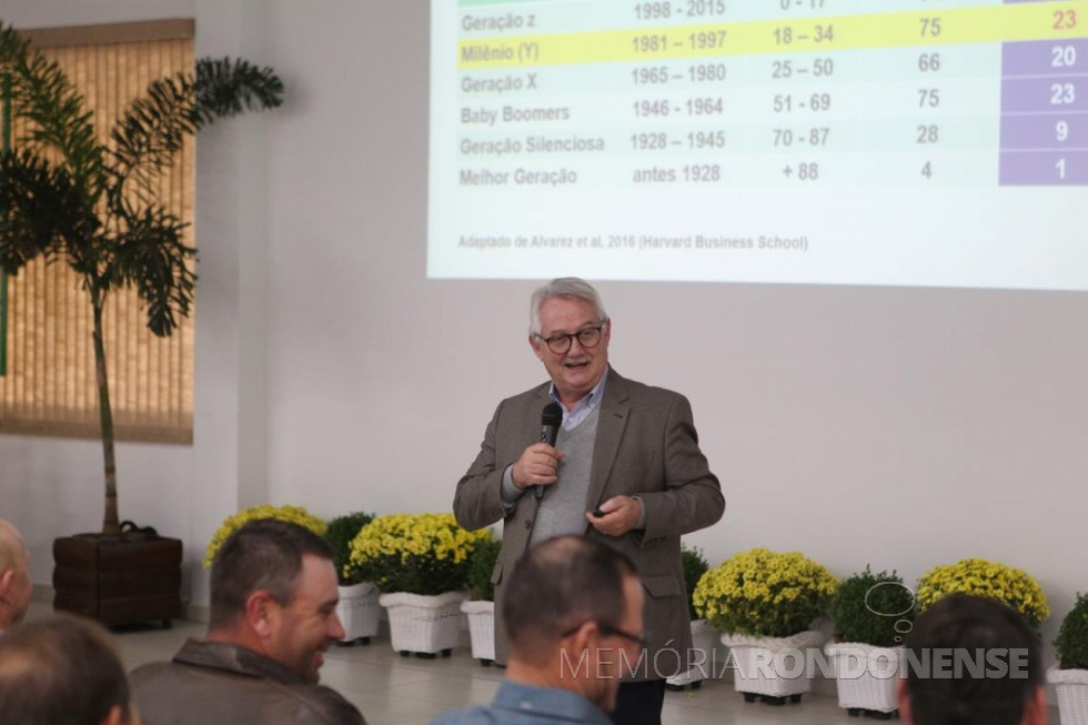 || Doutor Antônio Mários Penz Júnior durante a sua palestra no Seminário Anual de Produtores de Aves de Copagril, no começo de julho de 2019. 
Imagem: Acervo Comunicação Copagril - Crédito: Tainã Felipe Cerny - FOTO 26 -
