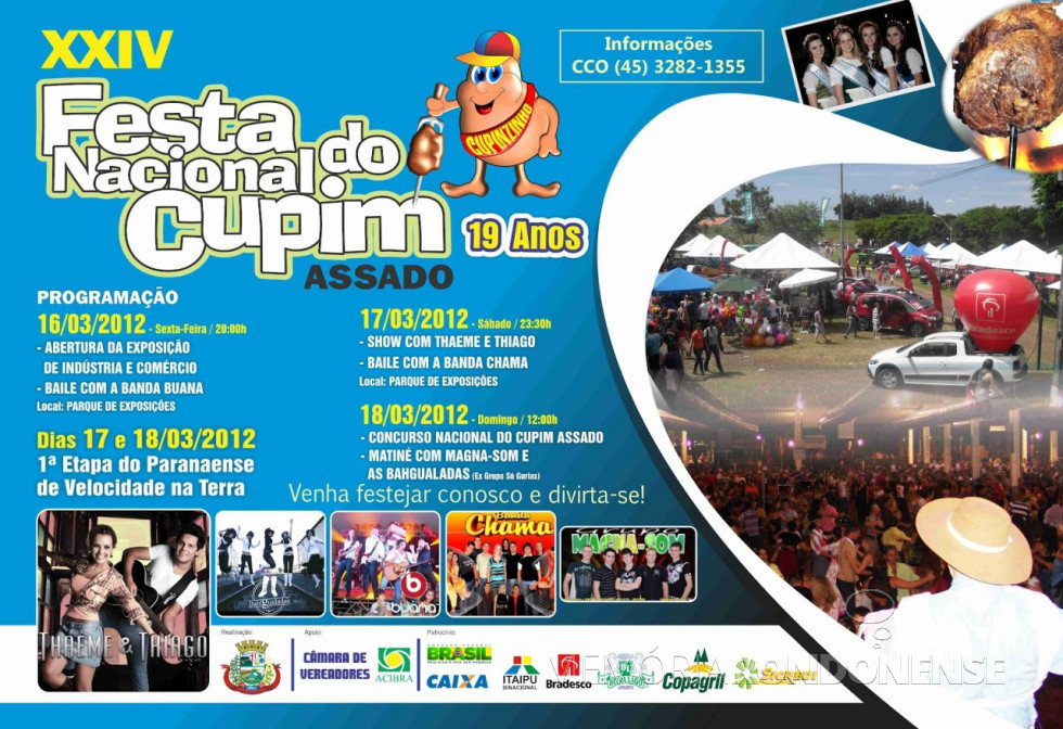 || Cartaz da comemoração dos 19 anos de Pato Bragado e da 24ª Festa Nacional do Cupim Assado. 
Imagem: Acervo Memória Rondonense - FOTO  13 -