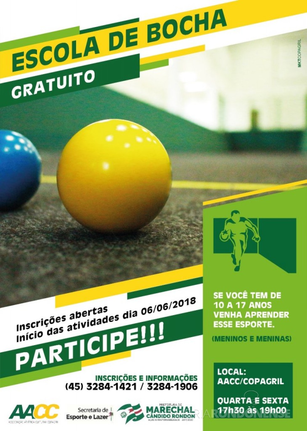 || Cartaz-convite para a Escola de Bocha, organizado em Marechal Cândido Rondon. 
Imagem: Imprensa PM-MCR - FOTO 12  - 