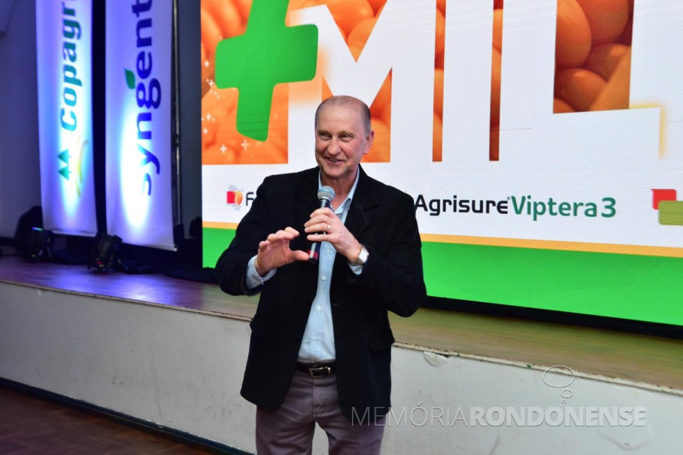 || Ricardo Silvio Chapla, diretor-presidente da Copagril, em sua alocução na abertura da solenidade Grano Top Milho 2018, em setembro de 2018.
Imagem: Acervo Comunicação Copagril - Crédito: Marcelo Leobet - FOTO 16 -