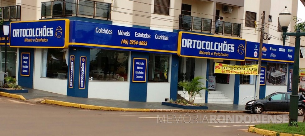 || Fachada da loja do Ortocolchões  a Avenida Rio Grande do Sul, em Marechal Cândido Rondon. 
Imagem: Acervo da empresa/Facebook.  - FOTO 7  -  
