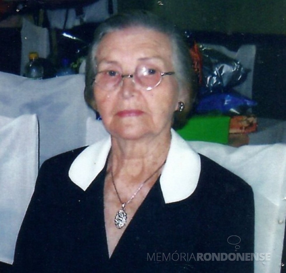 || Hilda Rauber Witeck, falecida em 07 de abril de 2011,  foi pioneira da Linha São Cristóvão. Imagem: Acervo Izoldi Witeck Adams - FOTO 8- 