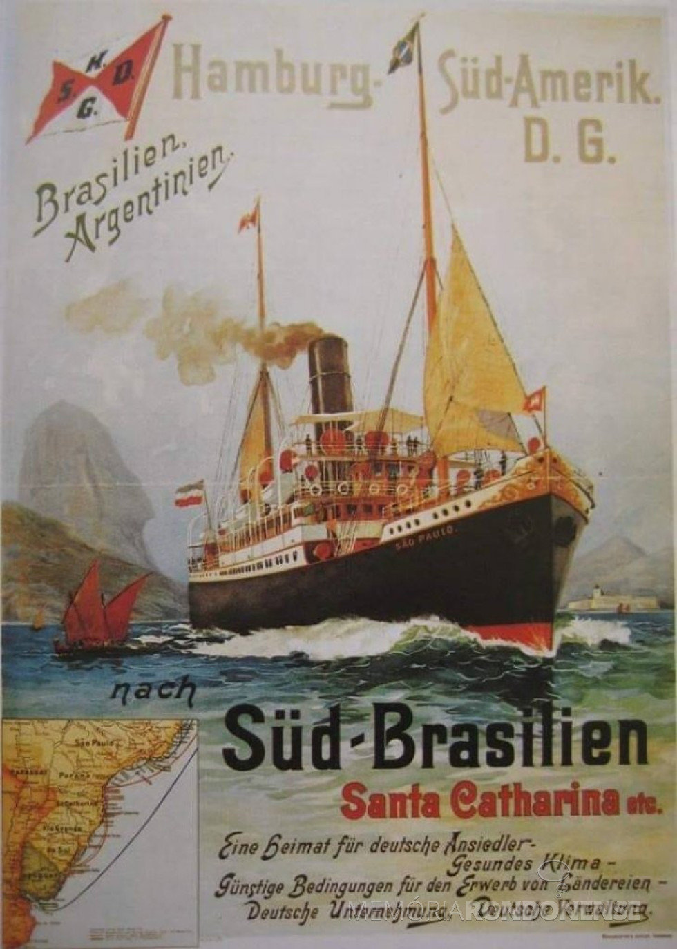 || Cartaz de propaganda estimulando os alemães a emigrarem para Santa Catarina. 
Imagem: Acervo Memória Rondonense - FOTO 2 -