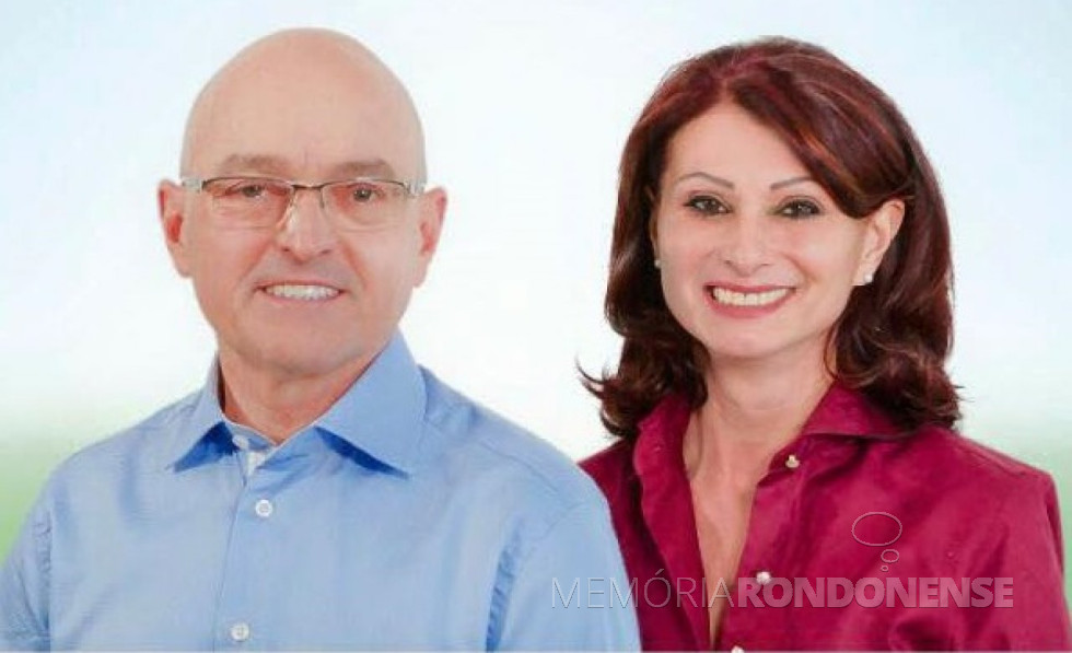 || Empresário Elemar Lamberti e a professora aposentada Roseli Bier pré-candidatos a prefeito e vice-prefeito, respectivamente de Marechal Rondon, pela coligação PDT, PMDB, PP, PT, PV, PCdoB e Solidariedade, em julho de 2016.
Imagem: Reprodução - FOTO 21 -